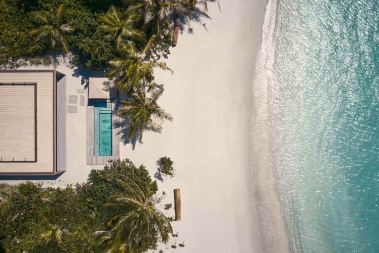 Patina-Maldives-Sunset-Beach-Pool-Villa-Aerial-View